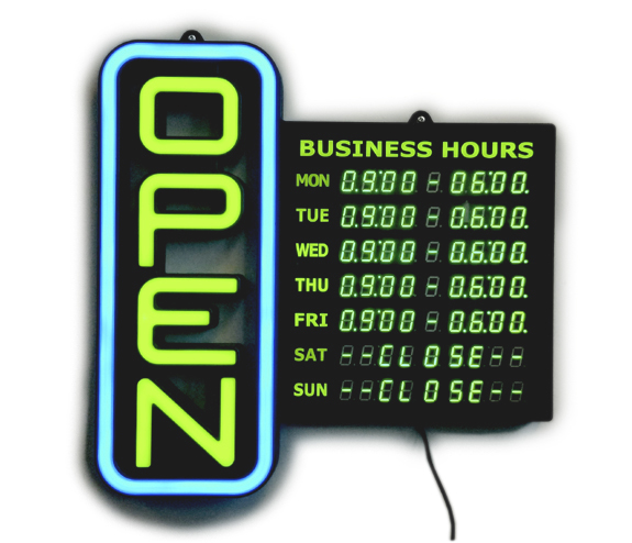 LED Open signs with Hours
